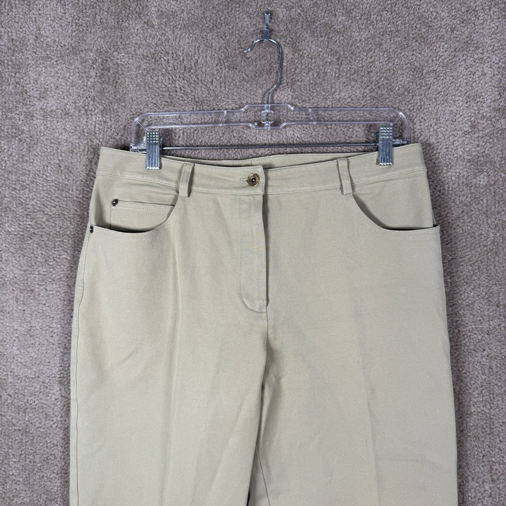 St John Sport Pants Women's 10 Beige Straight Leg Stretch Casual Career Twill - Picture 3 of 13